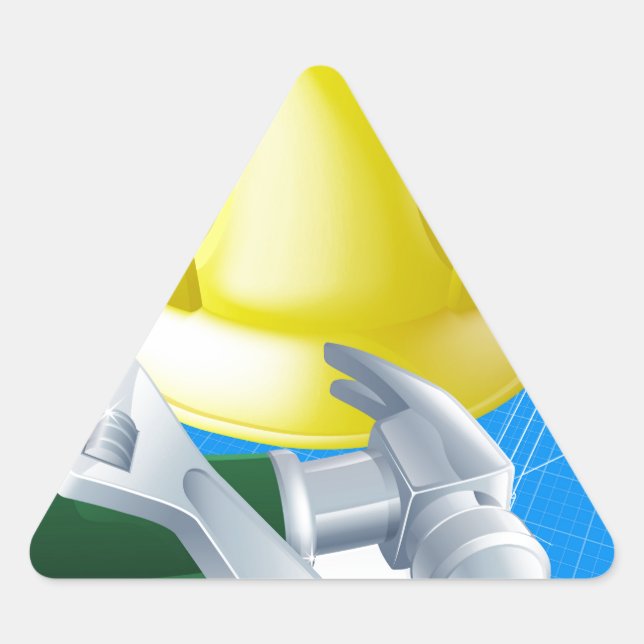 Hard hat tools and blueprint triangle sticker (Front)