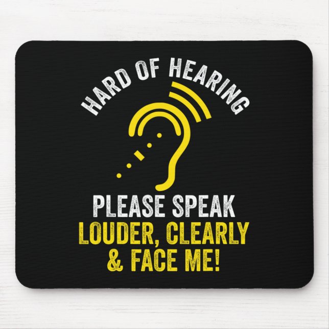Hard Of Hearing ASL Hearing Impaired Deaf Awarenes Mouse Mat (Front)