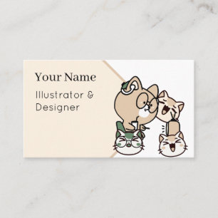 Hard of Hearing Cat with Hearing Aid Watching TV Business Card