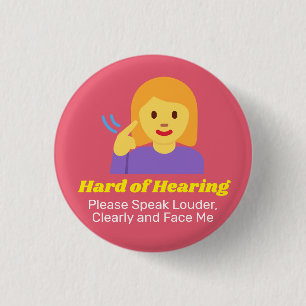 Hard of Hearing Girl with Personalised text 3 Cm Round Badge