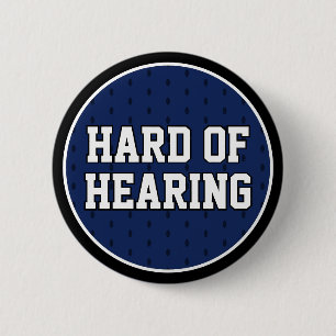 Hard of Hearing Navy Blue Sporty Varsity Deafness 6 Cm Round Badge