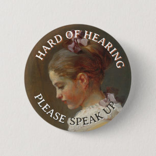 Hard of Hearing Vintage Fragonard Girl Reading 6 Cm Round Badge