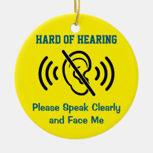 Hard Of Hearing - Yellow Ceramic Tree Decoration