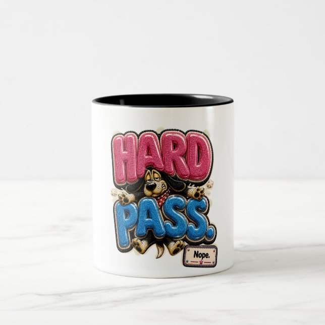 Hard Pass Nope Personalised Funny Sarcastic Two-Tone Coffee Mug (Center)