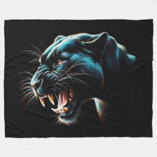 Hard Pastel Black Panther on Black Fleece Blanket
