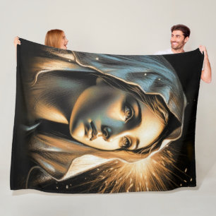Hard Pastel Drawing Beautiful Virgin Mary Fleece Blanket