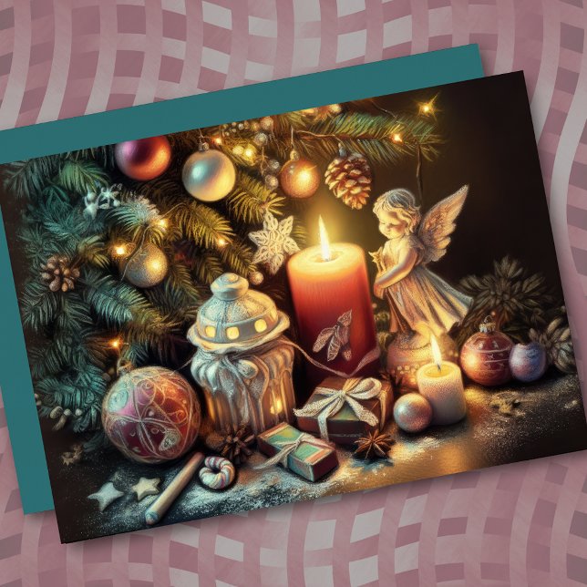 Hard Pastel Drawing Christmas Holiday Angel Card (Creator Uploaded)
