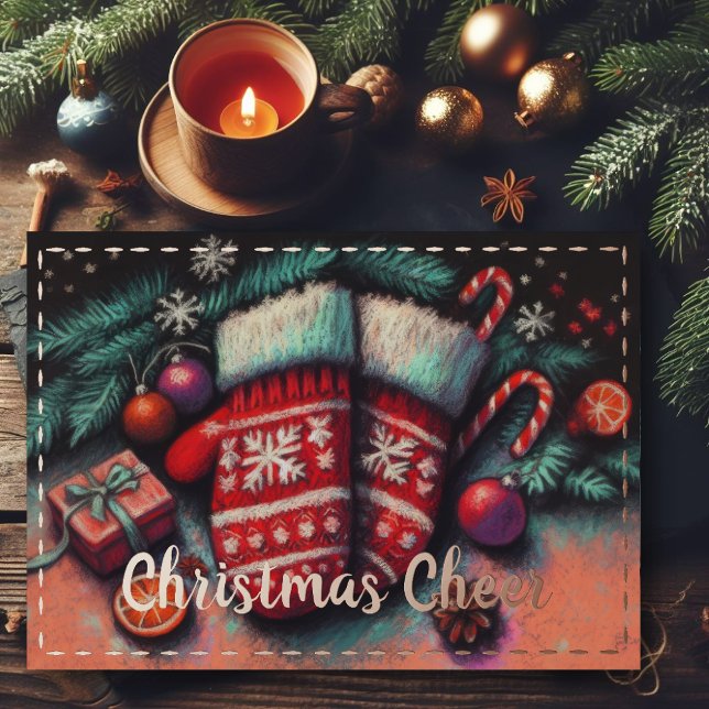 Hard Pastel Drawing Christmas Holiday Mittens (Creator Uploaded)
