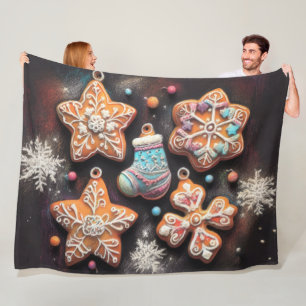 Hard Pastel Drawing Christmas Motif Holiday Cookie Fleece Blanket