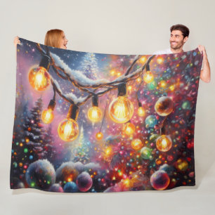 Hard Pastel Drawing Christmas Motifs Holiday Fleece Blanket