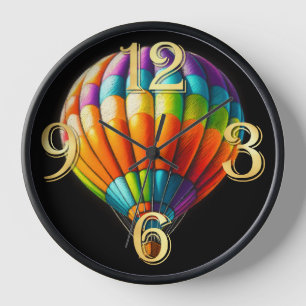 Hard Pastel Drawing Colourful Hot Air Balloon Clock