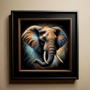 Hard Pastel Drawing Elephant Poster