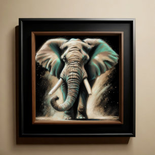 Hard Pastel Drawing Elephant Poster