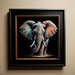 Hard Pastel Drawing Elephant Poster