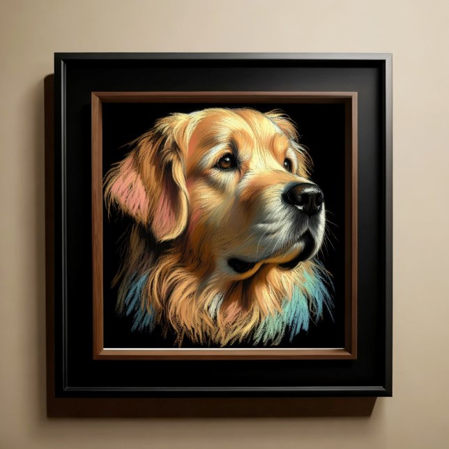 Hard Pastel Drawing Golden Retriever Poster (Creator Uploaded)