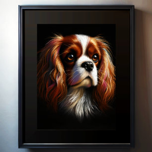 Hard Pastel Drawing King Charles Cavalier Spaniel  Poster