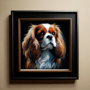 Hard Pastel Drawing King Charles Cavalier Spaniel Poster