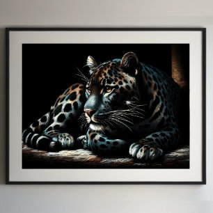 Hard Pastel Drawing Leopard Poster