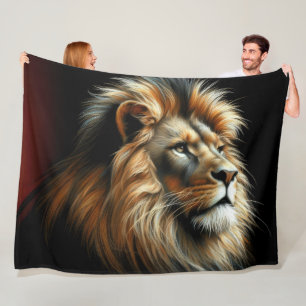 Hard Pastel Drawing Lion Fleece Blanket