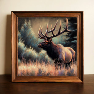 Hard Pastel Drawing Painting of an Elk Poster