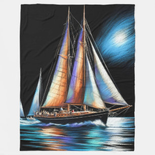 Hard Pastel Drawing Sailboat Fleece Blanket
