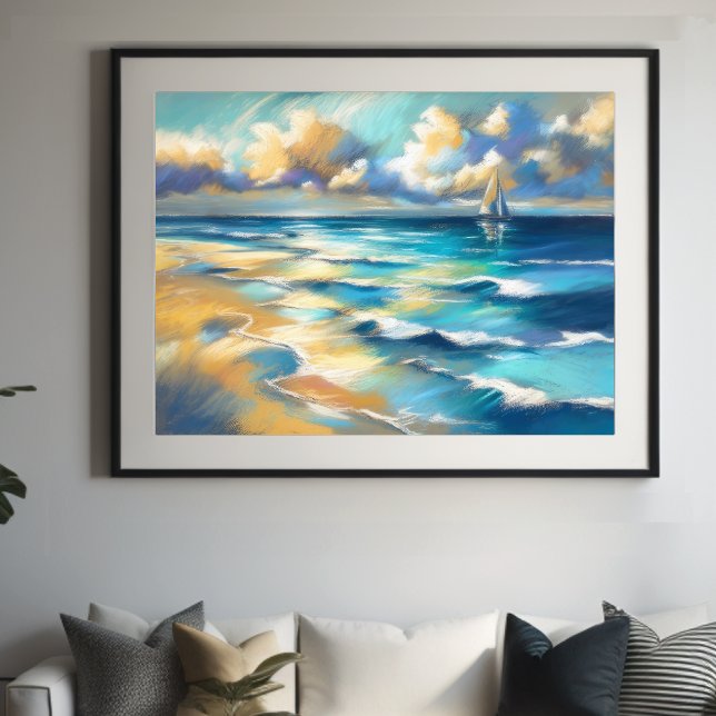 Hard Pastel Drawing Sailboat Water II Poster (Creator Uploaded)