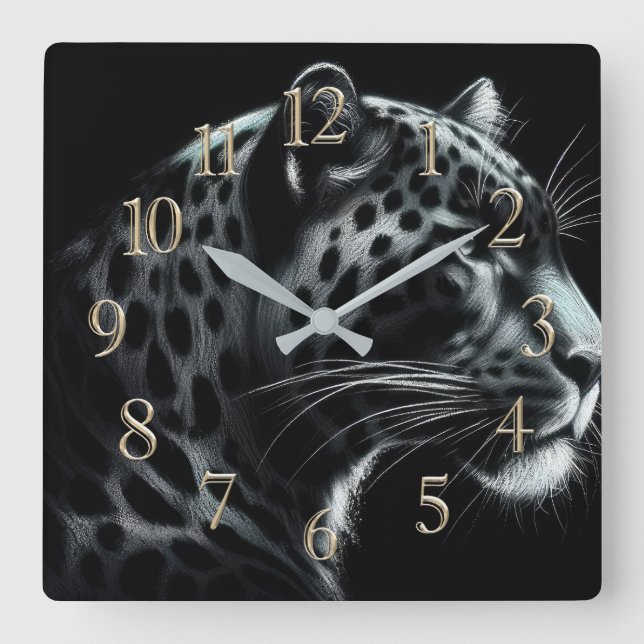 Hard Pastel Drawing Snow Leopard III Square Wall Clock (Front)