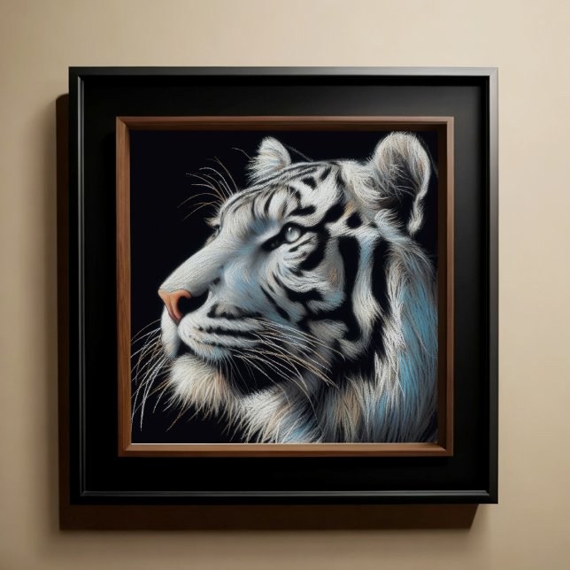 Hard Pastel Drawing White Tiger Poster (Creator Uploaded)