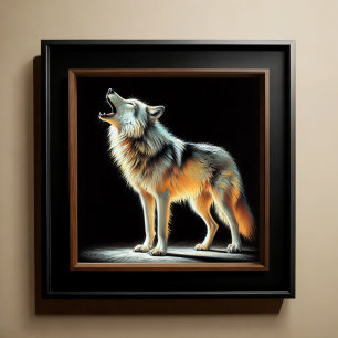 Hard Pastel Drawing Wolf Poster