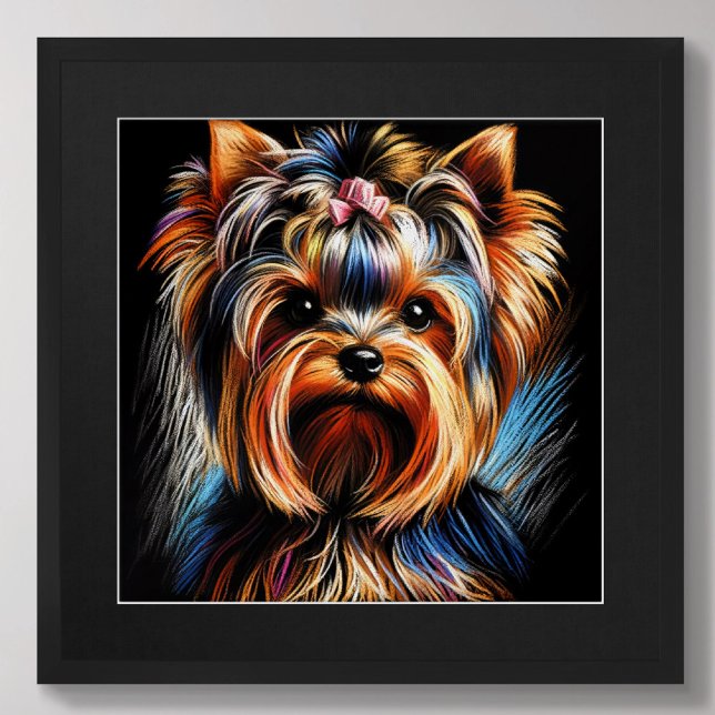 Hard Pastel Drawing Yorkshire Terrier Yorkie Pink Poster (Creator Uploaded)