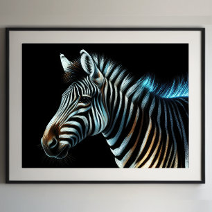 Hard Pastel Drawing Zebra Poster