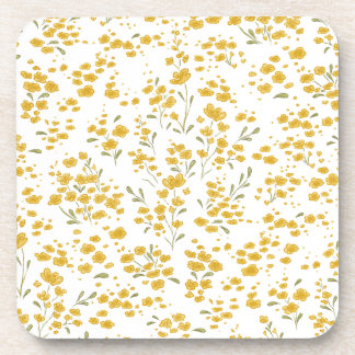 Hard plastic coaster in the yellow of buttercups
