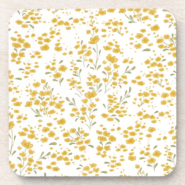 Hard plastic coaster in the yellow of buttercups (Front)