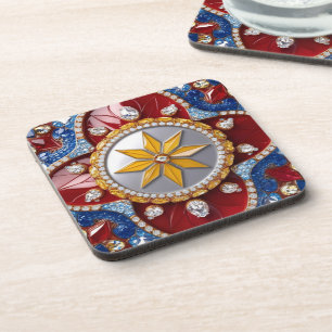 Hard plastic coaster with Colombian Colours