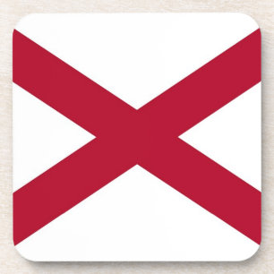 Hard plastic coaster with flag of Alabama, USA