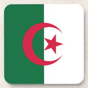 Hard plastic coaster with flag of Algeria
