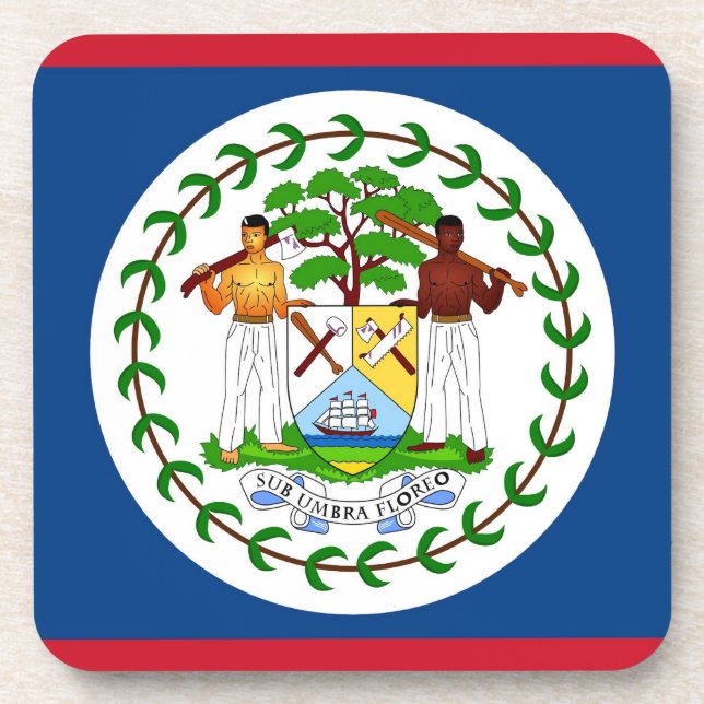 Hard plastic coaster with flag of Belise (Front)