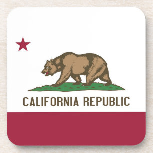 Hard plastic coaster with flag of California, USA