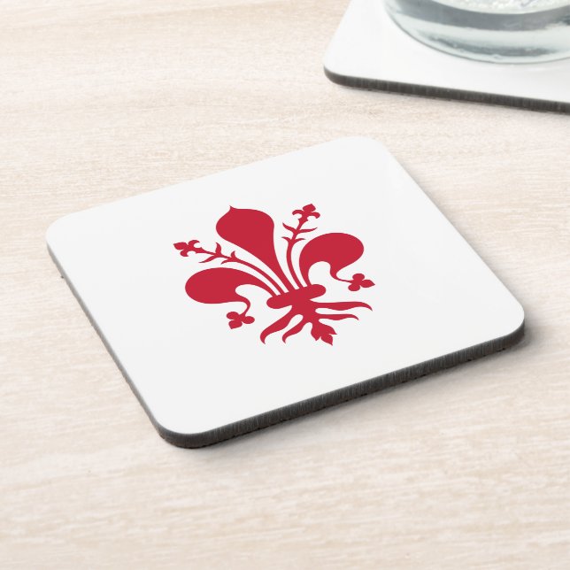 Hard plastic coaster with flag of Florence, Italy (Left Side)