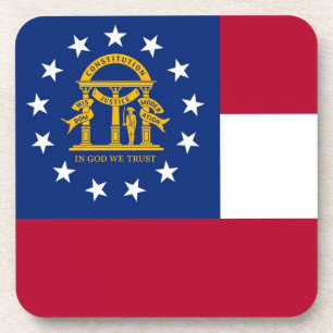 Hard plastic coaster with flag of Georgia, USA