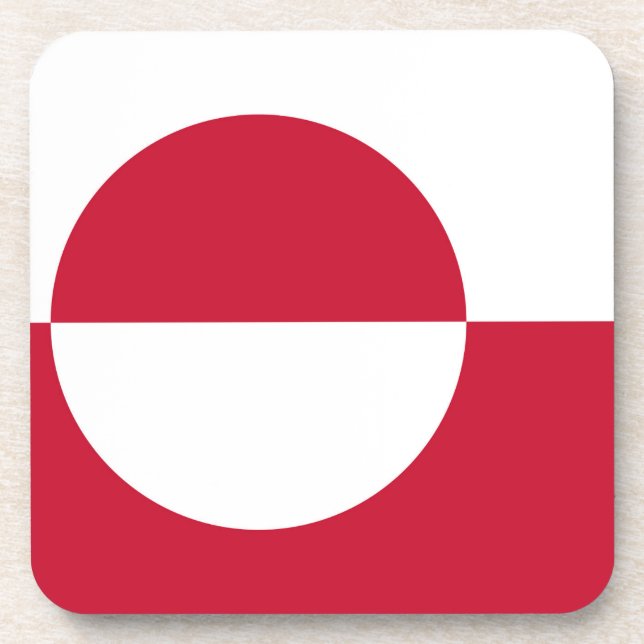 Hard plastic coaster with flag of Greenland (Front)