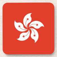 Hard plastic coaster with flag of Hong Kong