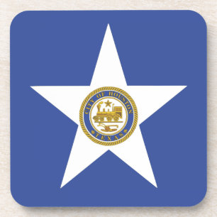 Hard plastic coaster with flag of Houston