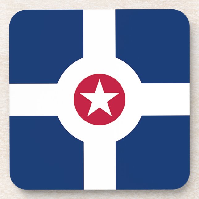 Hard plastic coaster with flag of Indianapolis USA (Front)