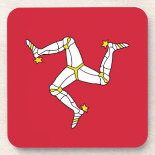 Hard plastic coaster with flag of Isle of Man, UK
