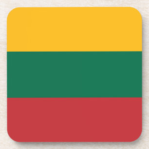 Hard plastic coaster with flag of Lithuania
