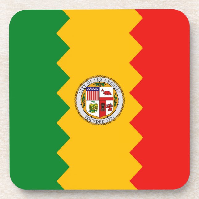 Hard plastic coaster with flag of Los Angeles, USA (Front)