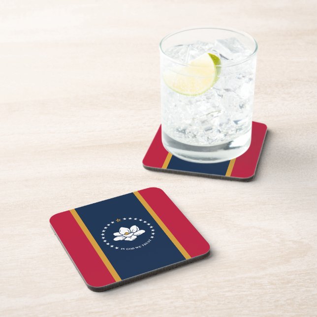 Hard plastic coaster with flag of Mississippi, USA (Right Side)