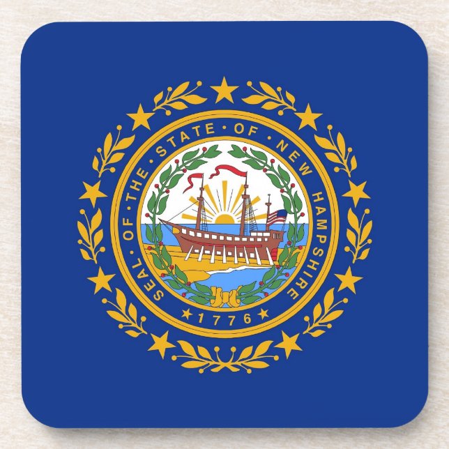 Hard plastic coaster with flag of New Hampshire (Front)