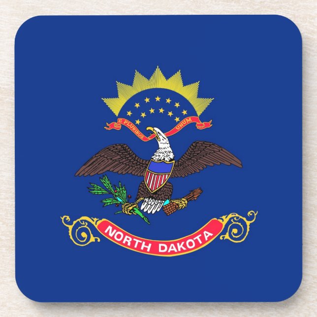 Hard plastic coaster with flag of North Dakota (Front)